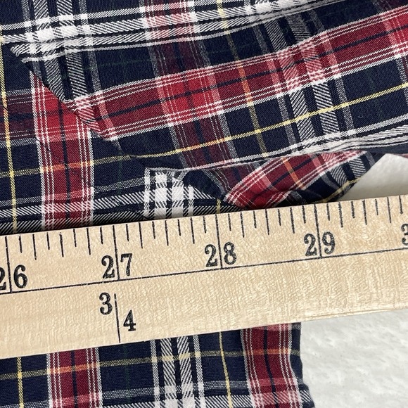 Izod Mens Button Up Shirt 2XLT  Long Sleeve Lightweight Red Black Yellow Plaid - Picture 7 of 9